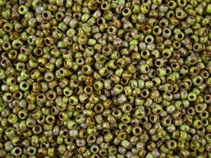 8/0 Toho Japanese Seed Beads - Hybrid Sour Apple Picasso #Y310
