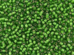 11/0 Toho Japanese Seed Beads - Green Silver Lined Matte #27BF