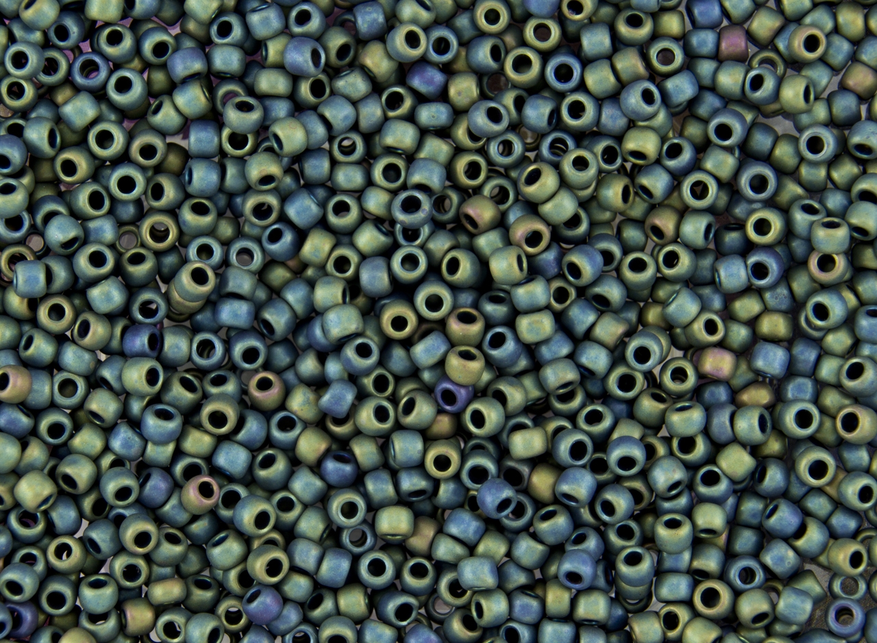 Glass Seed Round Beads 11/0 Metallic Olive Iris Seed Beads 