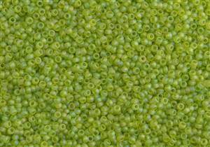 11/0 Toho Japanese Seed Beads - Lime Transparent Rainbow Matte #164F