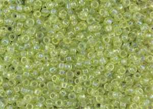 11/0 Toho Japanese Seed Beads - Dyed Pale Lime Rainbow #173