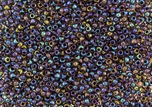 11/0 Toho Japanese Seed Beads - Black Lined Topaz Rainbow #251