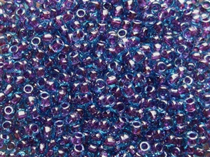 11/0 Toho Japanese Seed Beads - Purple Lined Transparent Aqua #252