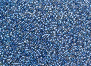 11/0 Toho Japanese Seed Beads - Blue Lined Crystal Luster #263