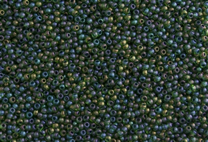 11/0 Toho Japanese Seed Beads - Green Lined Olivine Rainbow #387