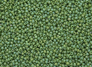 11/0 Toho Japanese Seed Beads - Green Opaque Rainbow #407