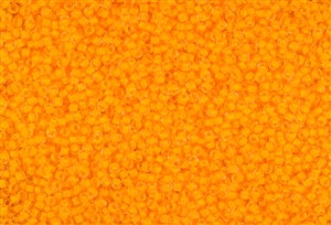 11/0 Toho Japanese Seed Beads - Frosted Opaque Neon Tangerine Lined Crystal #801F