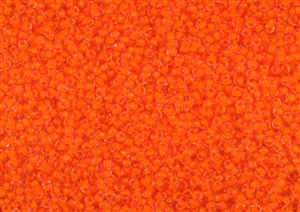 11/0 Toho Japanese Seed Beads - Frosted Opaque Neon Orange Lined Crystal #802F