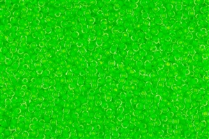 11/0 Toho Japanese Seed Beads - Frosted Opaque Neon Green Lined Crystal #805F