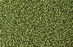 11/0 Toho Japanese Seed Beads - Light Green Lined Light Topaz #945