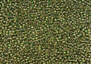 11/0 Toho Japanese Seed Beads - Metallic Lined Olive Luster #1007