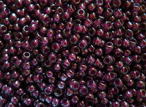 11/0 Toho Japanese Seed Beads - Black Diamond Magenta Lined #1076