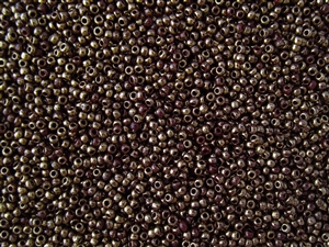 11/0 Toho Japanese Seed Beads - Brown 24K Gilded Marbled Opaque #1705