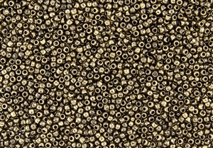 11/0 Toho Japanese Seed Beads - Black 24K Gilded Marbled Opaque #1706