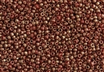 11/0 Toho Japanese Seed Beads - Brick Red 24K Gold Gilded Marbled #1708