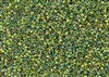 11/0 Toho Japanese Seed Beads - Forest Green Lined Peridot Rainbow #1829