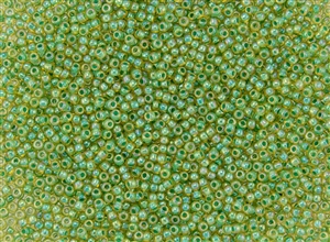 11/0 Toho Japanese Seed Beads - Mint Lined Topaz Rainbow #1830