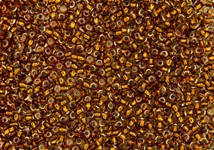 11/0 Toho Japanese Seed Beads - Dark Golden Amber Silver Lined #2152S