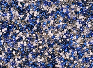 11/0 Toho Japanese Seed Beads - Silver and Blue Christmas Holiday Mix #CM18