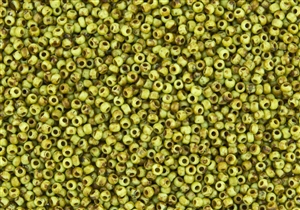 11/0 Toho Japanese Seed Beads - Hybrid Frosted Sour Apple Picasso #Y310F
