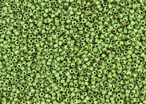 11/0 Toho Japanese Seed Beads - Hybrid Frosted Opaque Mint Green Picasso #Y321F