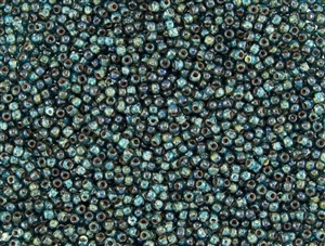 11/0 Toho Japanese Seed Beads - Hybrid Transparent Teal Picasso #Y322