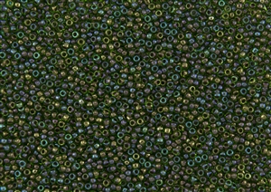 15/0 Toho Japanese Seed Beads - Oxblood Lined Green #247