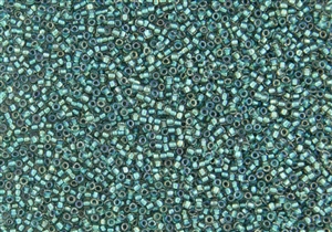 15/0 Toho Japanese Seed Beads - Teal Lined Crystal Rainbow #264