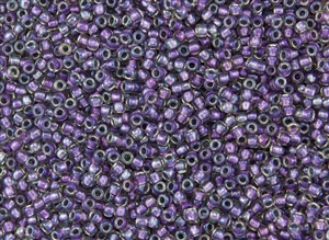 15/0 Toho Japanese Seed Beads - Purple Lined Crystal Luster #265