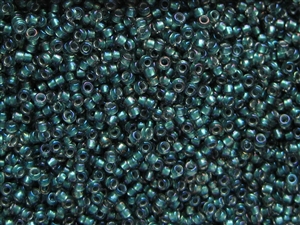 15/0 Toho Japanese Seed Beads - Teal Lined Crystal #270