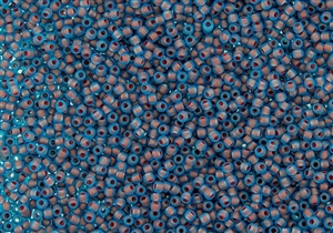 15/0 Toho Japanese Seed Beads - Red Lined Aqua Matte #381F