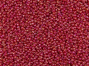 15/0 Toho Japanese Seed Beads - Red Opaque Rainbow #405