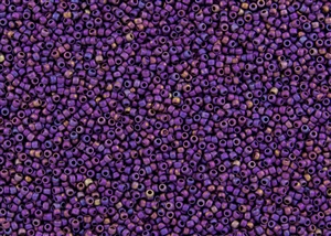 15/0 Toho Japanese Seed Beads - Raku Plum Gold Iris Metallic Matte #515F