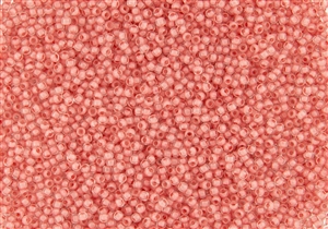 15/0 Toho Japanese Seed Beads - Salmon Lined Crystal Rainbow Matte #779F