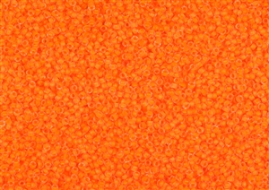 15/0 Toho Japanese Seed Beads - Frosted Opaque Neon Orange Lined Crystal #802F