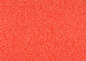 15/0 Toho Japanese Seed Beads - Opaque Neon Salmon Lined Crystal #803
