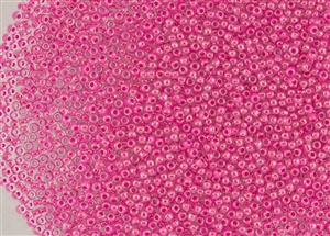 15/0 Toho Japanese Seed Beads - Luminous Neon Pink Lined Crystal #978