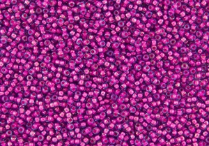 15/0 Toho Japanese Seed Beads - Dark Pink Lined Aqua #980