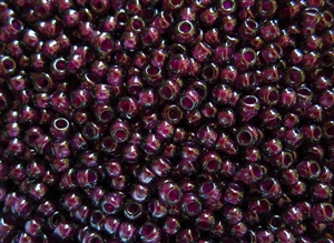 15/0 Toho Japanese Seed Beads - Black Diamond Magenta Lined #1076