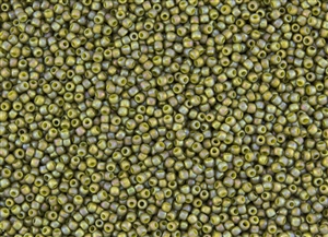 15/0 Toho Japanese Seed Beads - Semi Glazed Rainbow Olive #2631F