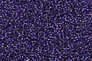 15/0 Toho Japanese Seed Beads - PermaFinish Purple Poppy Silver Lined Square Hole #PF2225SH
