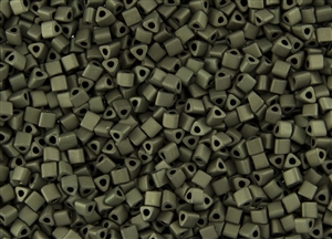 8/0 Triangle Toho Seed Beads - Olive Green Metallic Matte #617