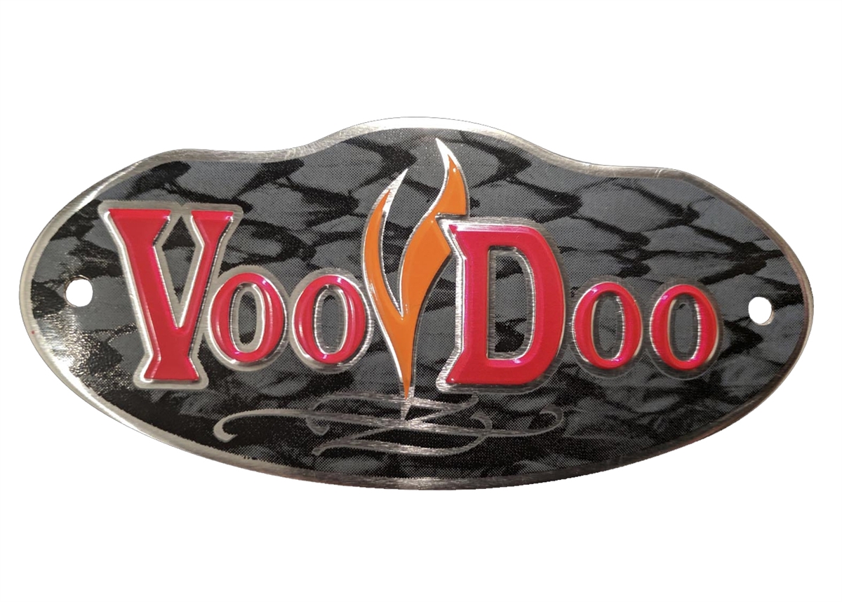Voodoo Exhaust Badge in Red and Orange