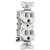 Eaton Wiring Devices BR15W Duplex Receptacle, 2 -Pole, 15 A, 125 V, Back, Side Wiring, NEMA: 5-15R, White