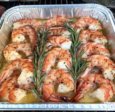 HISTORIC LYNCHBURG WHISKEY BAY SMOKED SHRIMP WITH BUTTER AND ROSEMARY