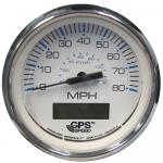 ?Faria Chesapeake White SS 4&quot; Speedometer w/LCD Heading Display - 80MPH (GPS)