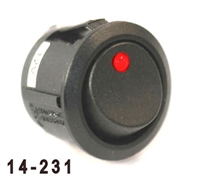 K4 Round Button Single Pole Rocker Switch With Red Dot "On" Light 14-231
