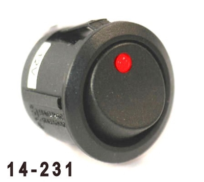 K4 Round Button Single Pole Rocker Switch With Red Dot "On" Light 14-231