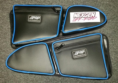 PRP Seats Door Bags 2014 2015 Polaris RZR 1000 XP4 and 2015 +RZR 900-Black/Blue Piping Pair