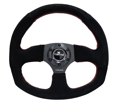 NRG Innovations RST-009S-R SUEDE RED STICHING STEERING WHEEL